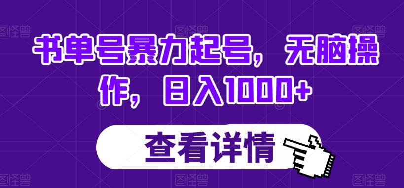 书单号暴力起号，无脑操作，日入1000+【揭秘】-云创网
