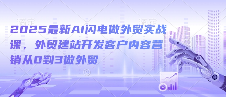 2025最新AI闪电做外贸实战课，外贸建站开发客户内容营销从0到3做外贸-云创网