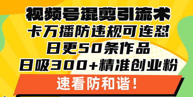 视频号混剪引流技术，500万播放引流17000创业粉，操作简单当天学会-云创网