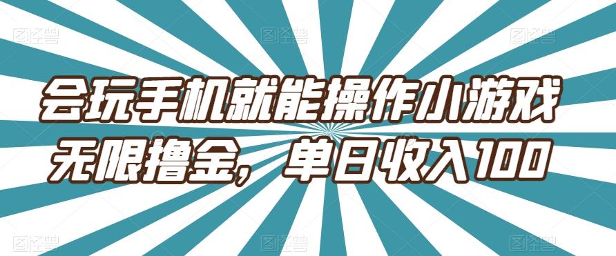会玩手机就能操作小游戏无限撸金，单日收入100-云创网
