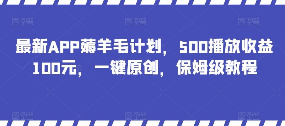 最新APP薅羊毛计划，500播放收益100元，一键原创，保姆级教程-云创网