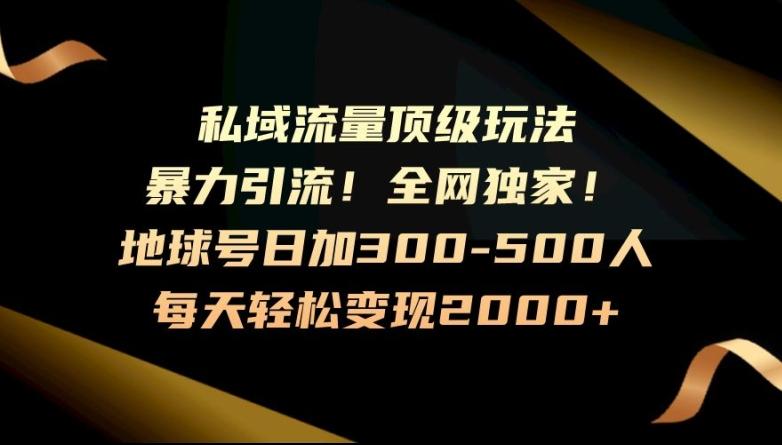暴力引流，全网独家，地球号日加300-500人，私域流量顶级玩法，每天轻松变现2000+-云创网