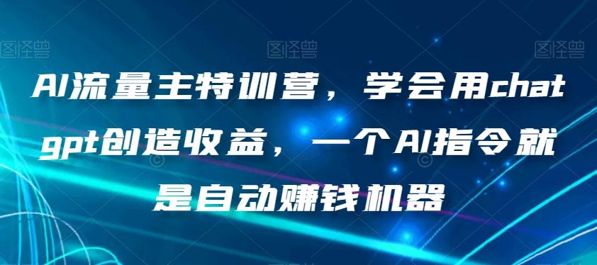 AI流量主特训营，学会用chatgpt创造收益，一个AI指令就是自动赚钱机器-云创网